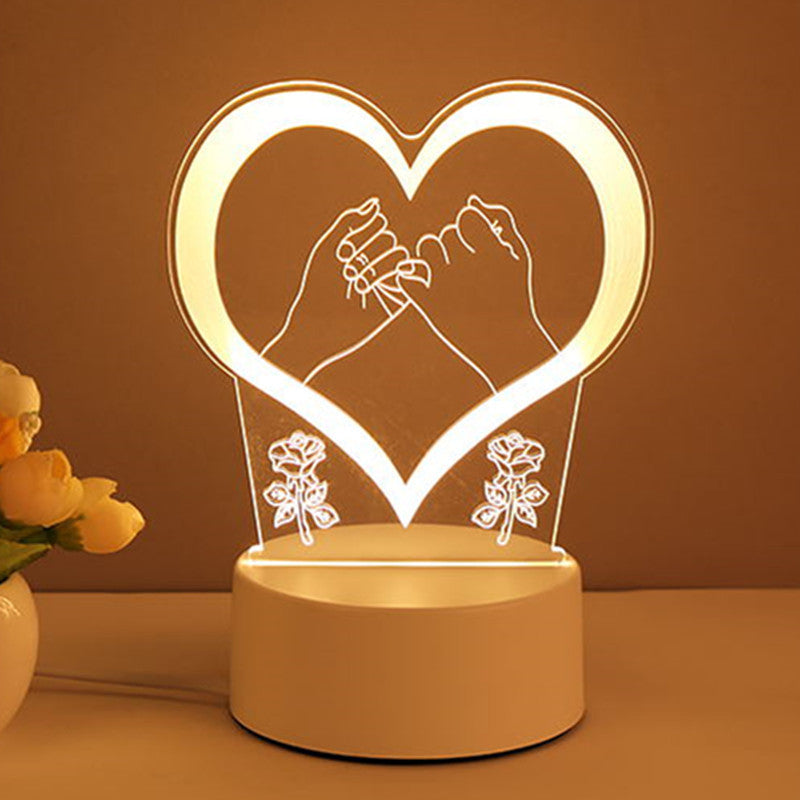 Crafted Comfort 3D Lamp Acrylic USB LED Night Lights Neon Sign Lamp Xmas Home Decorations For Room Decor Valentines Day Gifts
