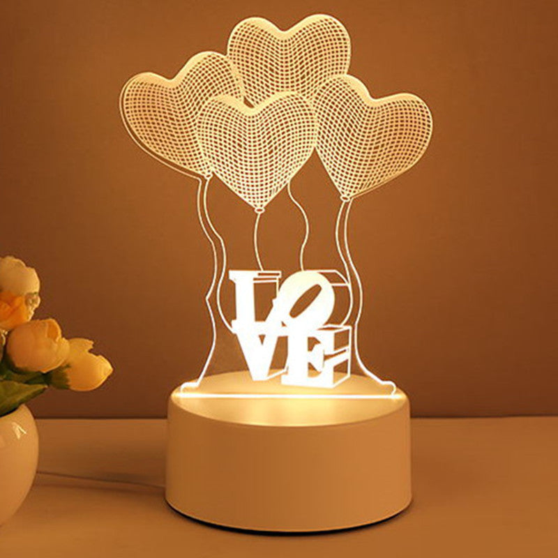 Crafted Comfort 3D Lamp Acrylic USB LED Night Lights Neon Sign Lamp Xmas Home Decorations For Room Decor Valentines Day Gifts