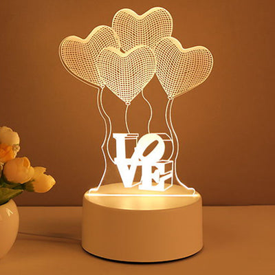 Crafted Comfort 3D Lamp Acrylic USB LED Night Lights Neon Sign Lamp Xmas Home Decorations For Room Decor Valentines Day Gifts
