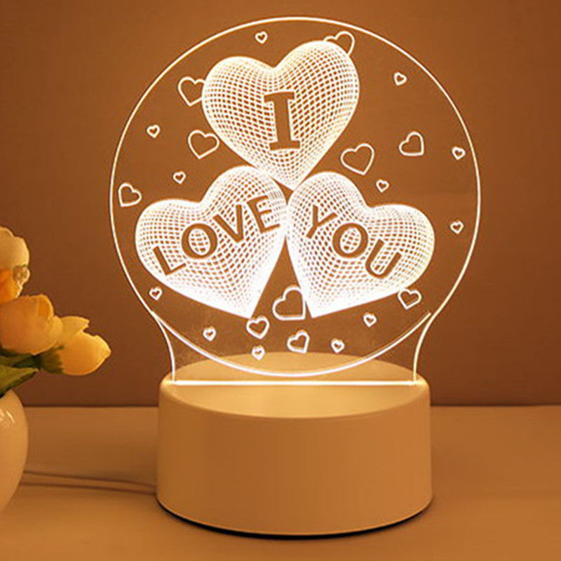 Crafted Comfort 3D Lamp Acrylic USB LED Night Lights Neon Sign Lamp Xmas Home Decorations For Room Decor Valentines Day Gifts