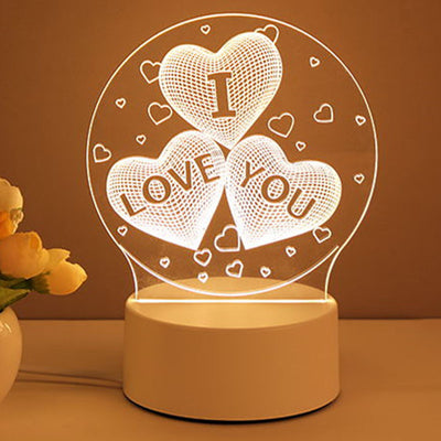 Crafted Comfort 3D Lamp Acrylic USB LED Night Lights Neon Sign Lamp Xmas Home Decorations For Room Decor Valentines Day Gifts