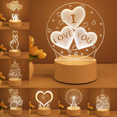 Crafted Comfort 3D Lamp Acrylic USB LED Night Lights Neon Sign Lamp Xmas Home Decorations For Room Decor Valentines Day Gifts
