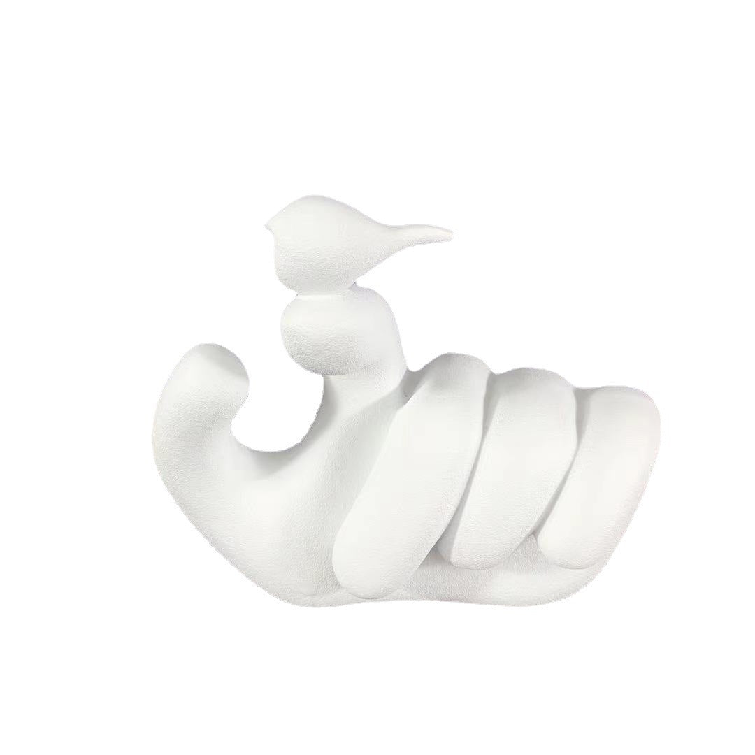Modern Minimalist Abstract Human Hand Holding Bird Ornaments