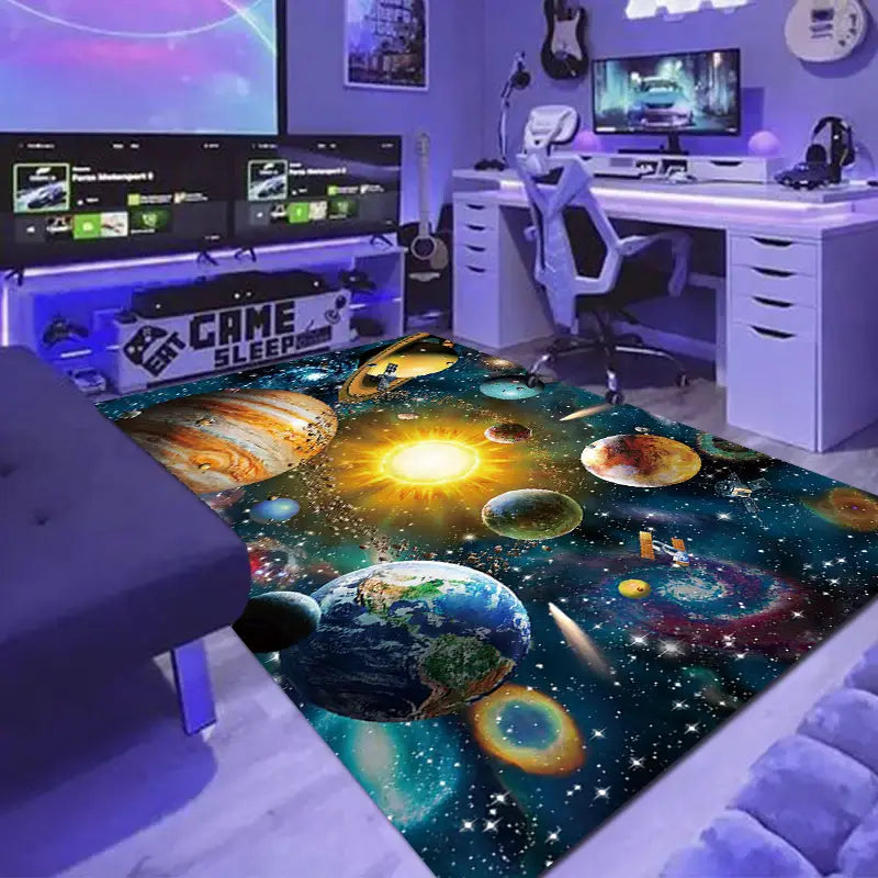 Crafted Comfort 3D Cosmic Planets Rug for Home and Bedroom Decor